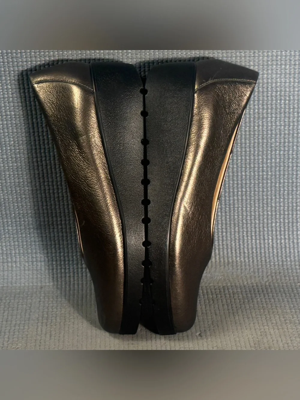 Brioso Waverly Leather Sweetheart Wedge Pumps Gunmetal Women’s Size‎ 6.5